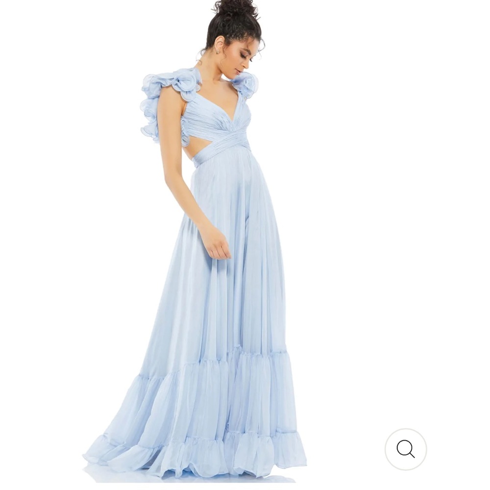 Mac Duggal Ieena Cutout Chiffon Evening Gown - Powder Blue - Size 6